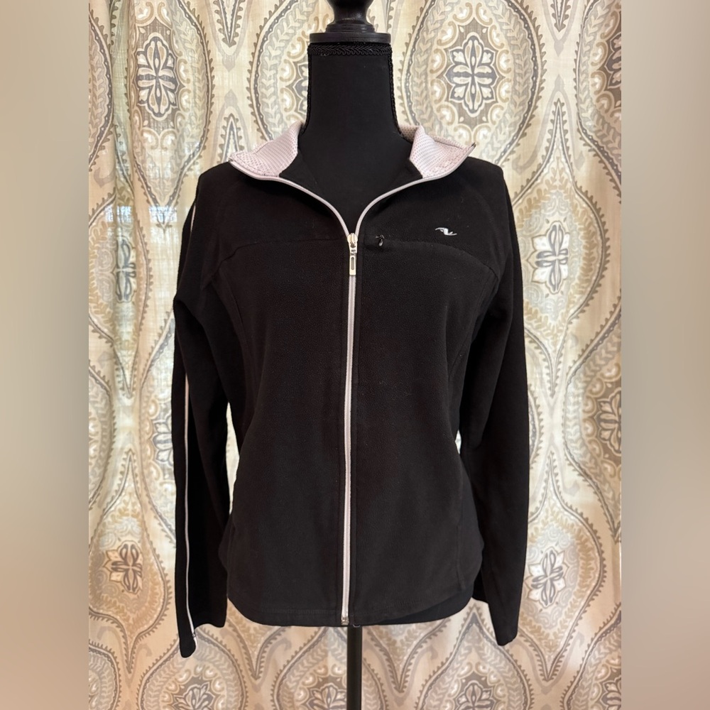 Ladies Black Micro-Fleece Black Zip Up Jacket Size 12-14